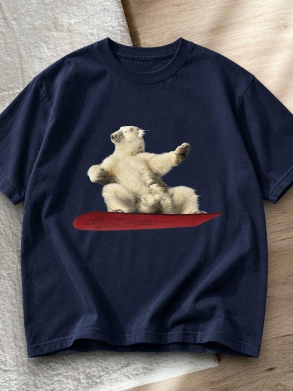 Gildan Navy Tee with Bear Graphic
